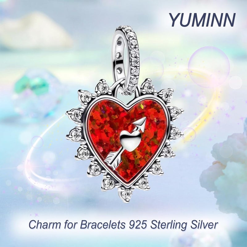 YUMINN 925 Sterling Silver Charms for Bracelets Gold Love and Heart Charms Cherry Blossom Dangle Beads Jewelry for Women - Image 2
